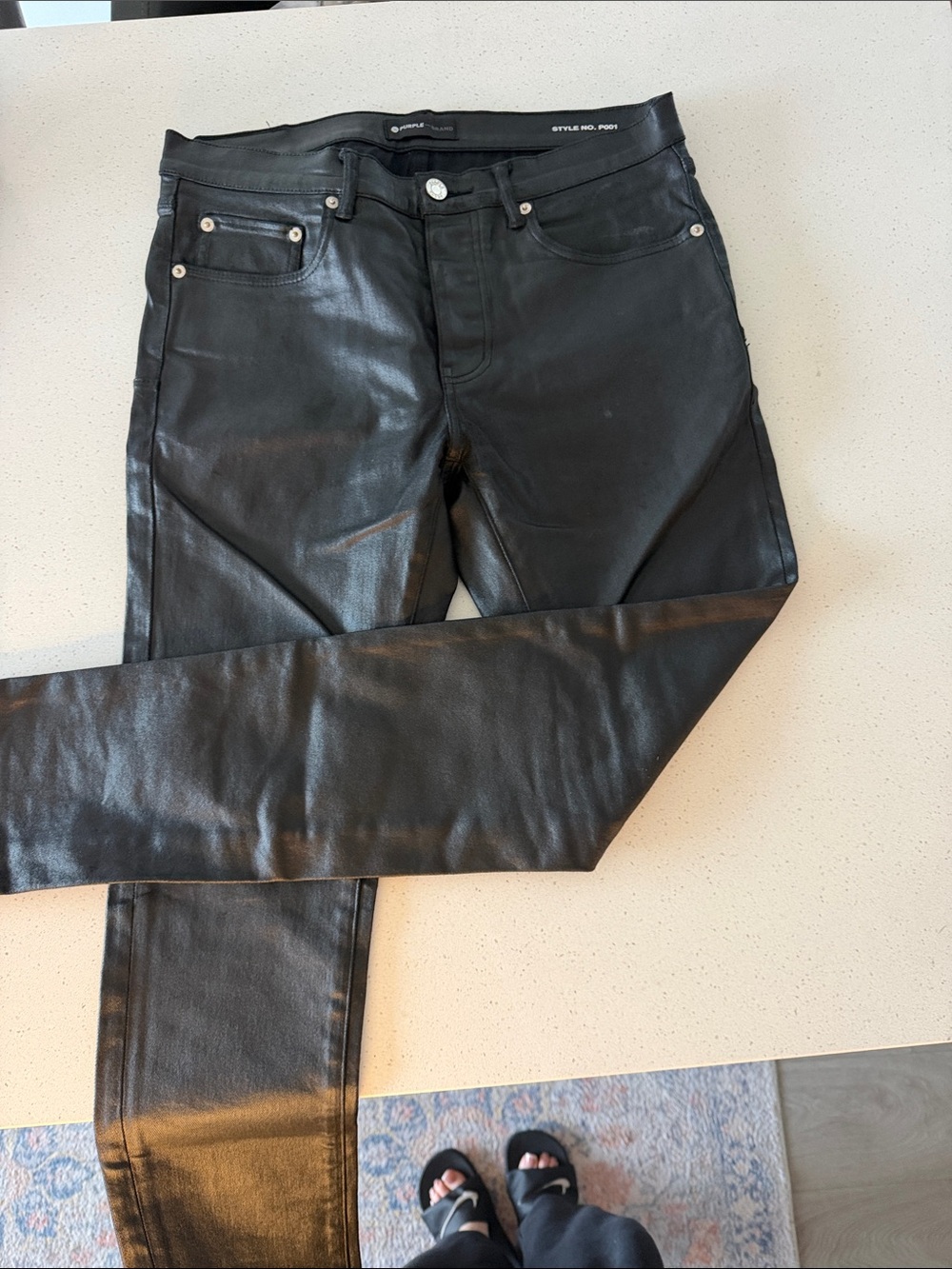 Men's Black Coated Jeans - Purple brand P001